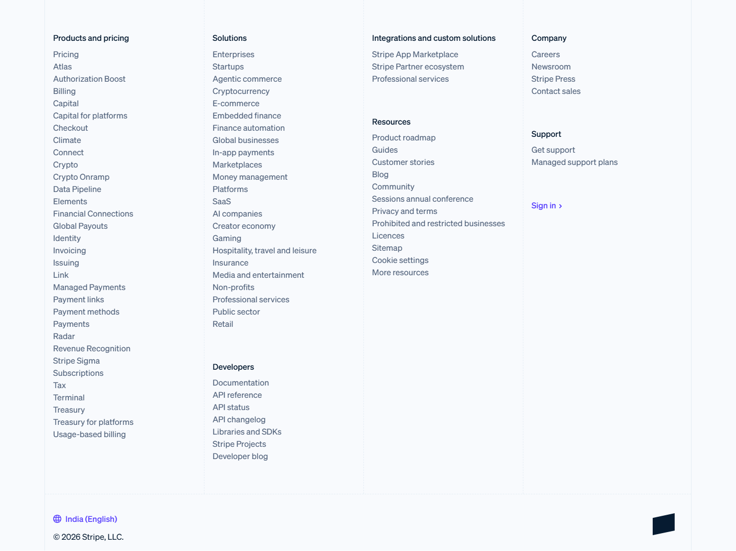 Stripe — Footer